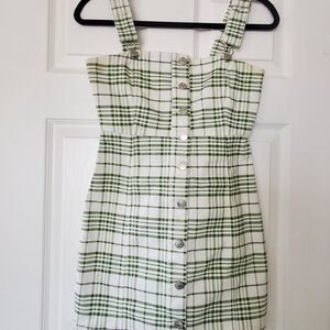 Green and White Plaid Womens Dress